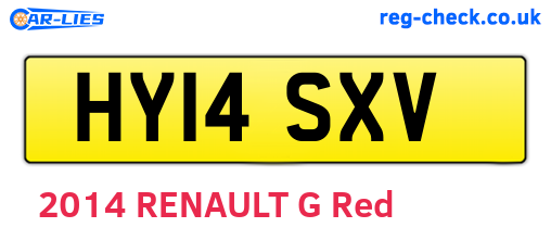 HY14SXV are the vehicle registration plates.