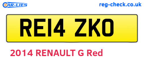 RE14ZKO are the vehicle registration plates.