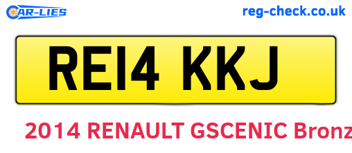 RE14KKJ are the vehicle registration plates.