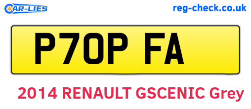 P70PFA are the vehicle registration plates.