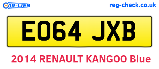 EO64JXB are the vehicle registration plates.