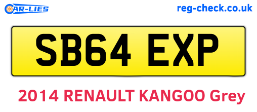 SB64EXP are the vehicle registration plates.