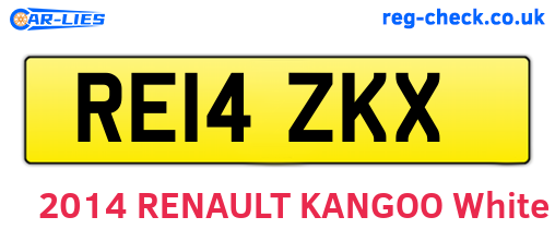 RE14ZKX are the vehicle registration plates.