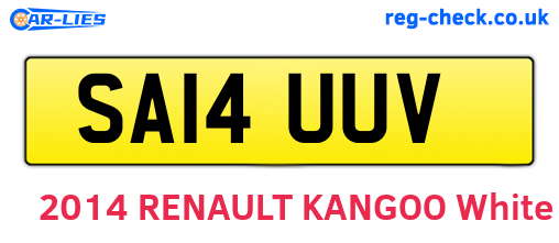 SA14UUV are the vehicle registration plates.