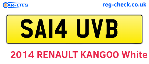 SA14UVB are the vehicle registration plates.