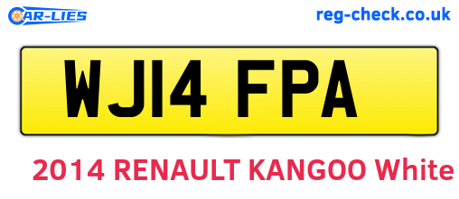 WJ14FPA are the vehicle registration plates.