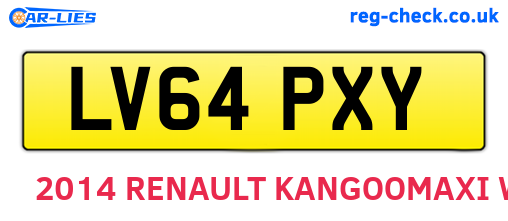 LV64PXY are the vehicle registration plates.