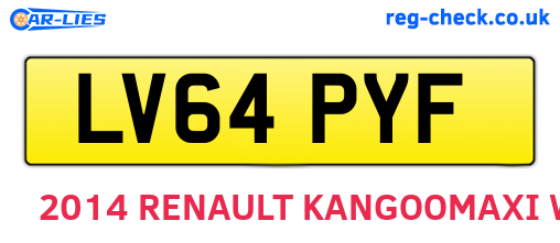 LV64PYF are the vehicle registration plates.