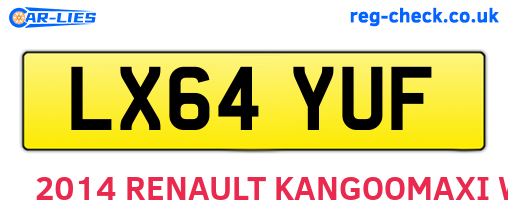 LX64YUF are the vehicle registration plates.