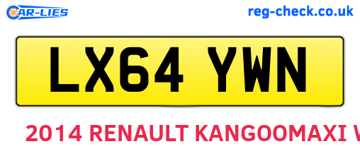 LX64YWN are the vehicle registration plates.