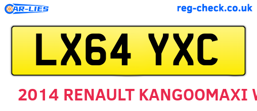 LX64YXC are the vehicle registration plates.
