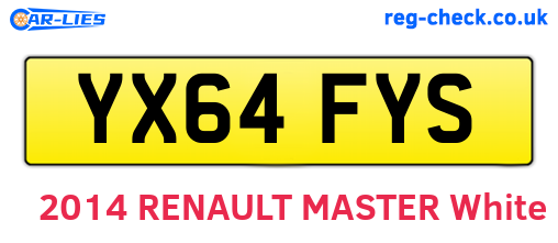 YX64FYS are the vehicle registration plates.