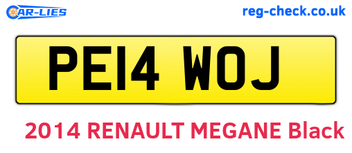 PE14WOJ are the vehicle registration plates.