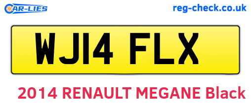 WJ14FLX are the vehicle registration plates.