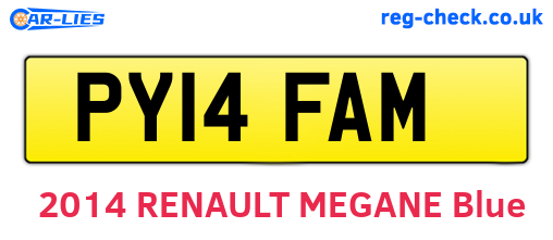 PY14FAM are the vehicle registration plates.
