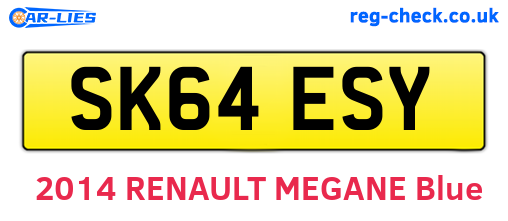 SK64ESY are the vehicle registration plates.