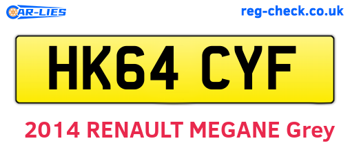 HK64CYF are the vehicle registration plates.