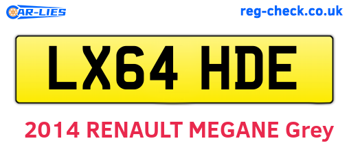 LX64HDE are the vehicle registration plates.