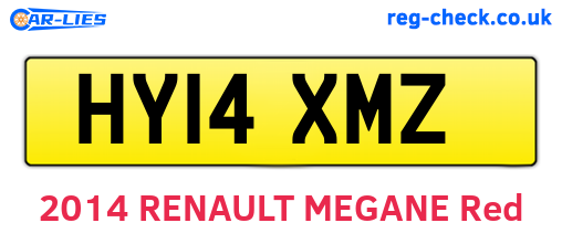 HY14XMZ are the vehicle registration plates.