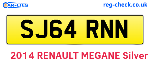 SJ64RNN are the vehicle registration plates.