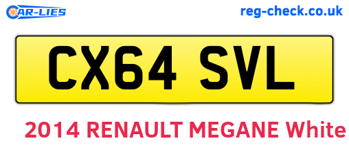 CX64SVL are the vehicle registration plates.
