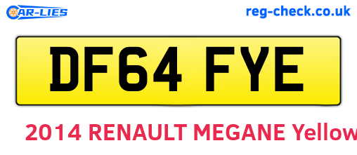 DF64FYE are the vehicle registration plates.