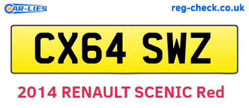 CX64SWZ are the vehicle registration plates.
