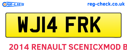 WJ14FRK are the vehicle registration plates.