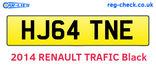 HJ64TNE are the vehicle registration plates.