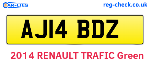 AJ14BDZ are the vehicle registration plates.