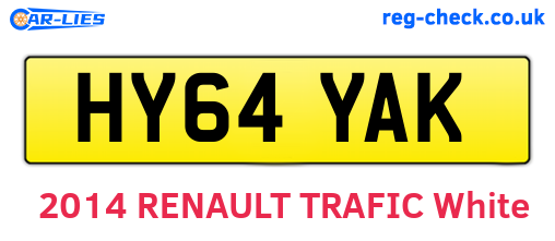HY64YAK are the vehicle registration plates.