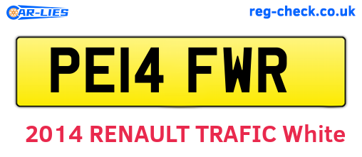 PE14FWR are the vehicle registration plates.