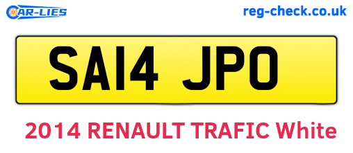 SA14JPO are the vehicle registration plates.