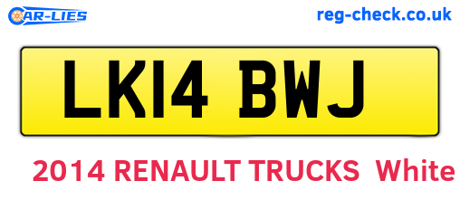 LK14BWJ are the vehicle registration plates.
