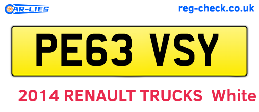 PE63VSY are the vehicle registration plates.