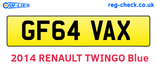 GF64VAX are the vehicle registration plates.
