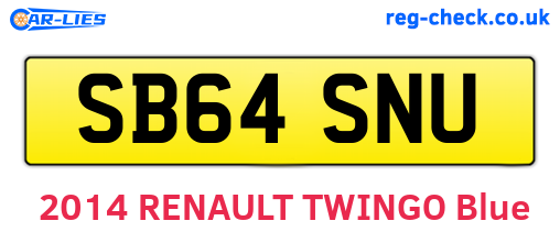 SB64SNU are the vehicle registration plates.