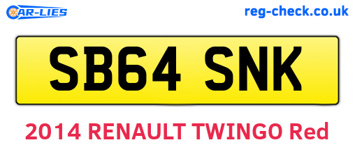 SB64SNK are the vehicle registration plates.