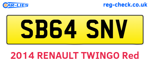 SB64SNV are the vehicle registration plates.