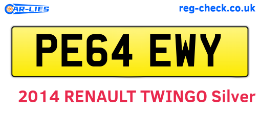 PE64EWY are the vehicle registration plates.