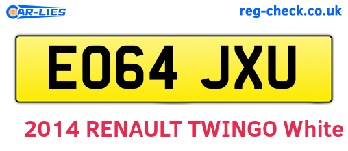 EO64JXU are the vehicle registration plates.