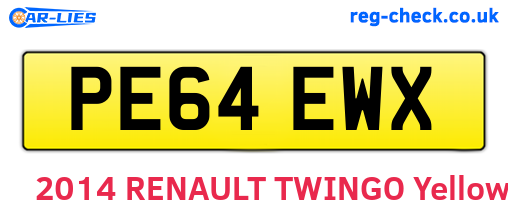 PE64EWX are the vehicle registration plates.