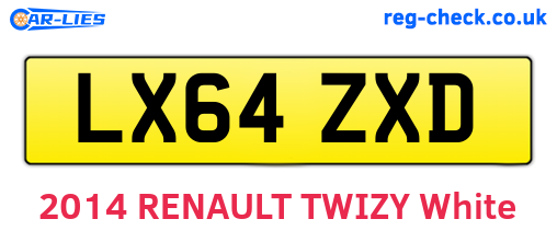 LX64ZXD are the vehicle registration plates.