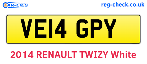 VE14GPY are the vehicle registration plates.
