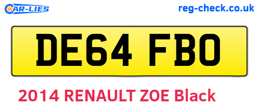 DE64FBO are the vehicle registration plates.