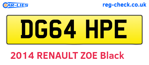 DG64HPE are the vehicle registration plates.
