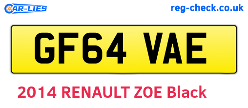 GF64VAE are the vehicle registration plates.