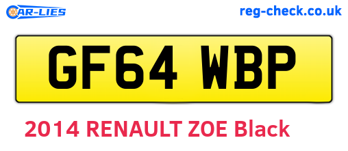 GF64WBP are the vehicle registration plates.