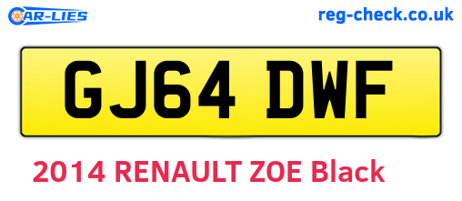 GJ64DWF are the vehicle registration plates.