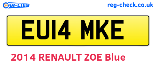 EU14MKE are the vehicle registration plates.
